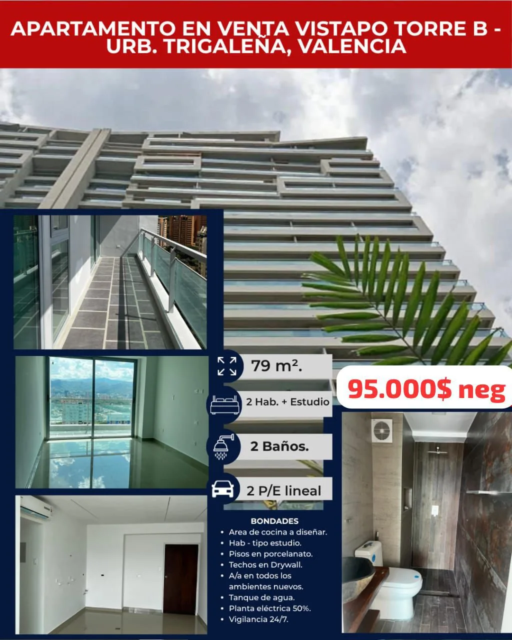 Apartamento en Venta en La Trigaleña, Resd Vistapo Torre B — 3 hab 79m² — USD 95,000