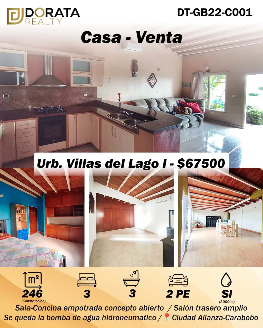 Casa en Venta en Villas del Lago I — 3 hab 246m² — USD 66,500