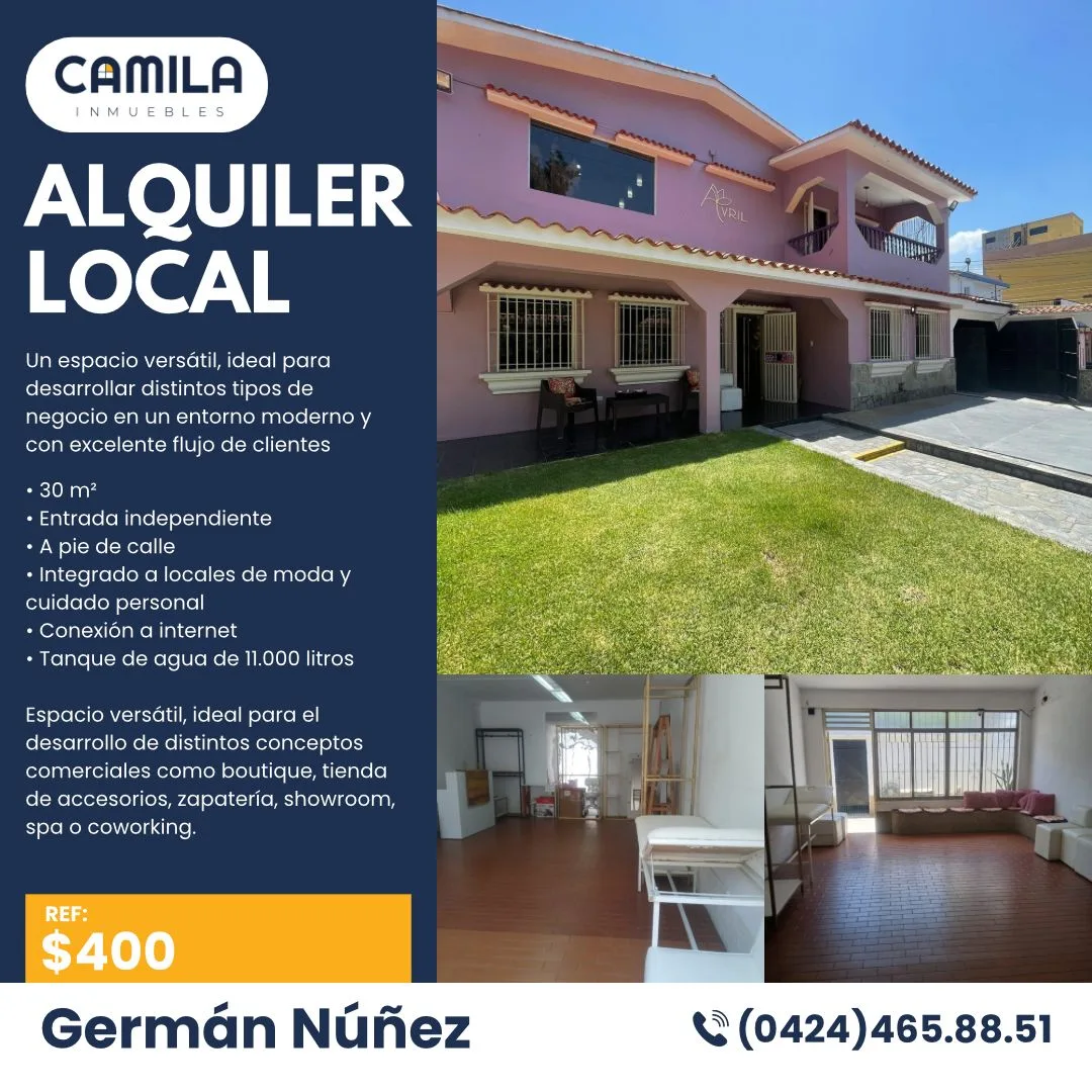 Local en Alquiler en Urb. El Viñedo – CASA AVRIL 30m² — USD 400