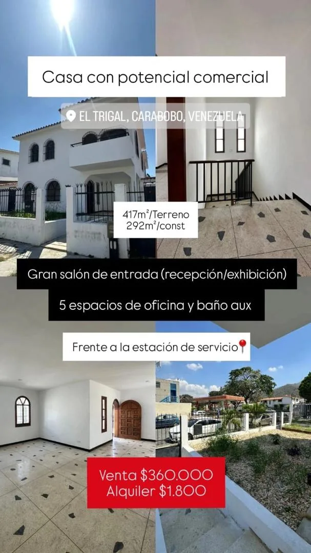 Casa en Venta en Trigal Centro 417m² — USD 360,000