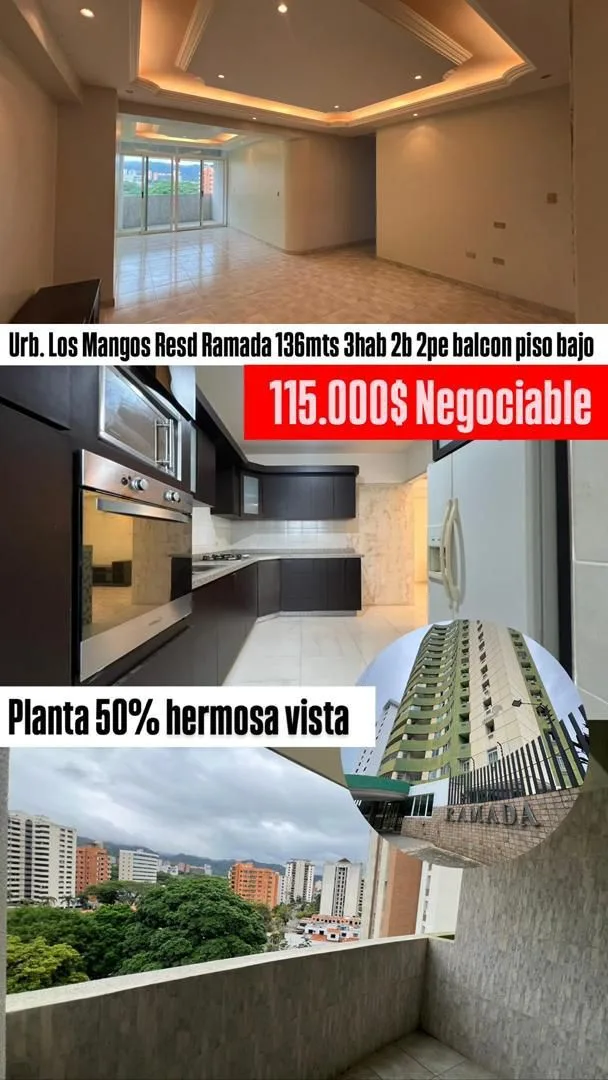 Apartamento en Venta en Resd Ramada Urb Los Mangos — 4 hab 136m² — USD 115,000