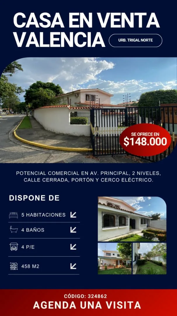 Casa en Venta en Trigal Norte — 5 hab 262m² — USD 148,000
