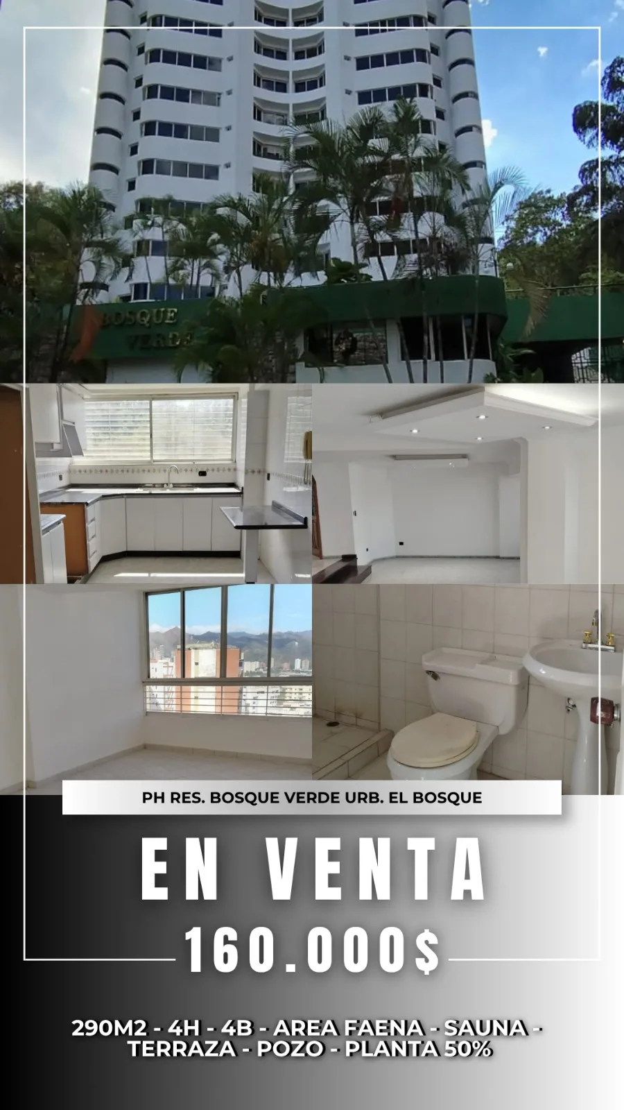 Penthouse en Venta en Res Bosque Verde Urb El Bosque — 4 hab 290m² — USD 160,000