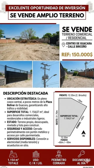Terreno en Calle Briceño, Municipio Guacara, Zona céntrica de Guacara