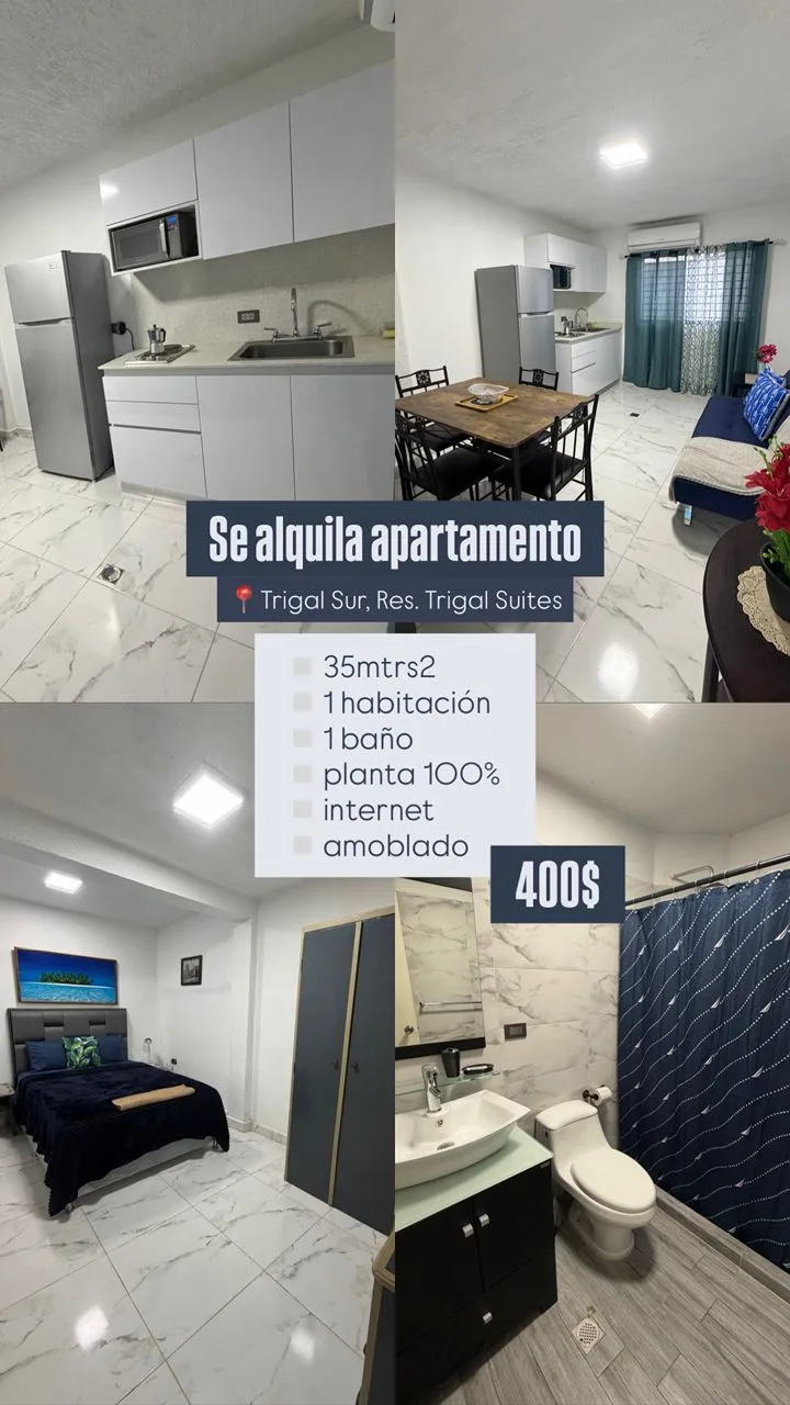 Apartamento en Alquiler en Trigal Sur, Res. Trigal Suites — 1 hab 35m² — USD 400