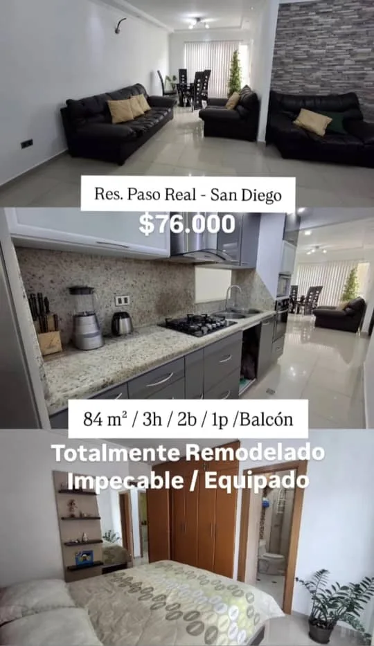 Apartamento en Venta en Res. Paso Real - San Diego — 3 hab 84m² — USD 76,000