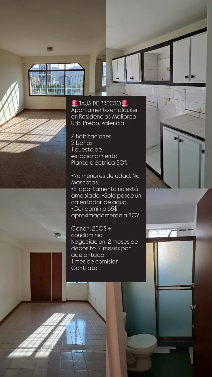 Apartamento en Alquiler en Residencias Mallorca, Urb. Prebo. Valencia — 2 hab — USD 250