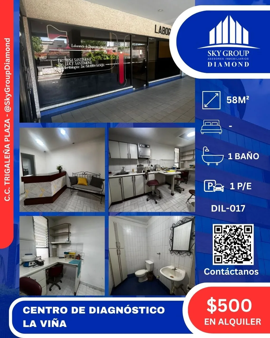 Local en Alquiler en Centro De Diagnóstico La Viña 58m² — USD 500