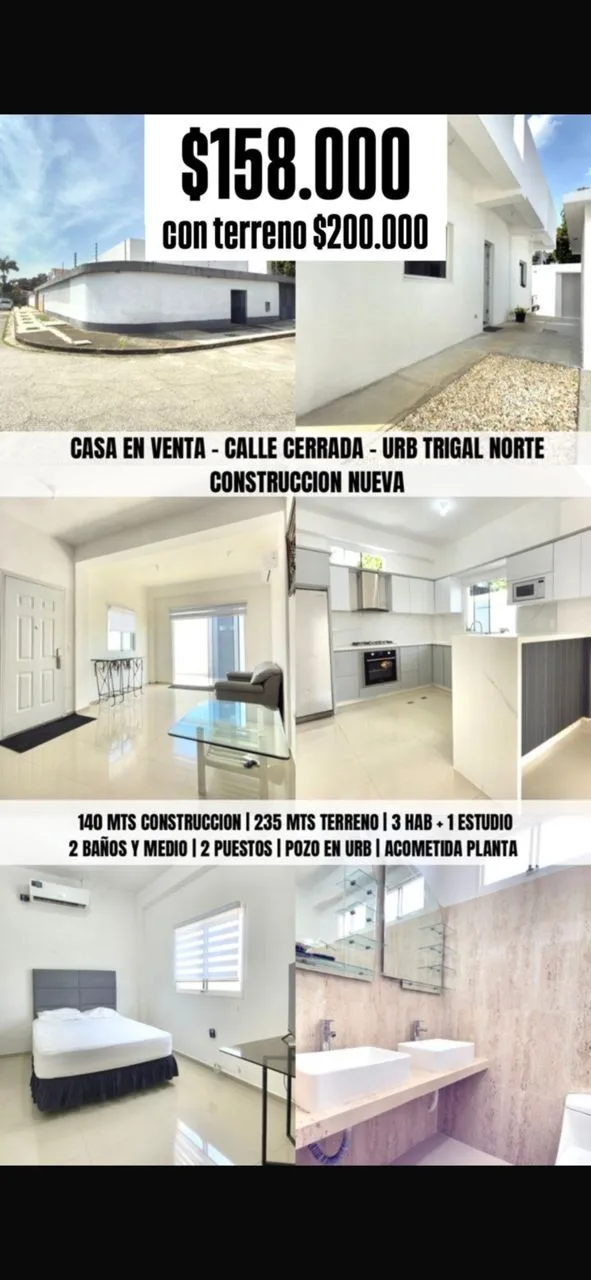 Casa en Venta en URB TRIGAL NORTE — 4 hab 140m² — USD 158,000