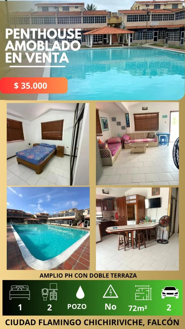 Penthouse en Venta en Ciudad Flamingo, Chichiriviche — 1 hab 72m² — USD 35,000