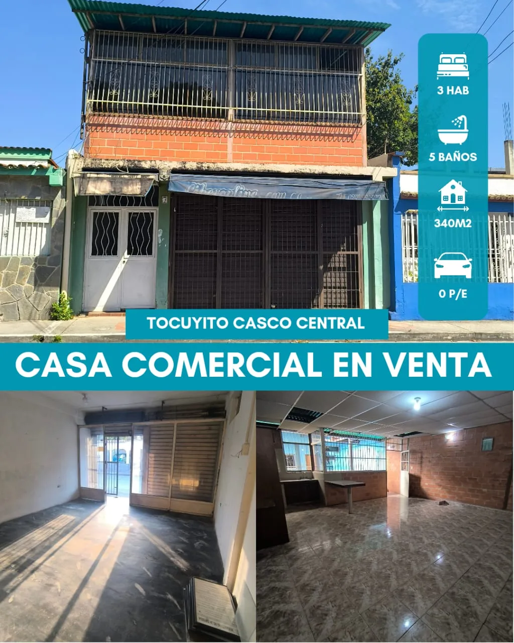 Casa en Venta en Casco Central de Tocuyito — 3 hab 340m² — USD 50,000