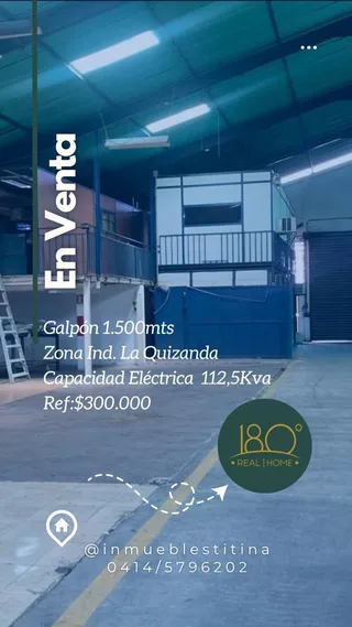 Galpón en Zona Ind. La Quizanda. Valencia. Edo. Carabobo