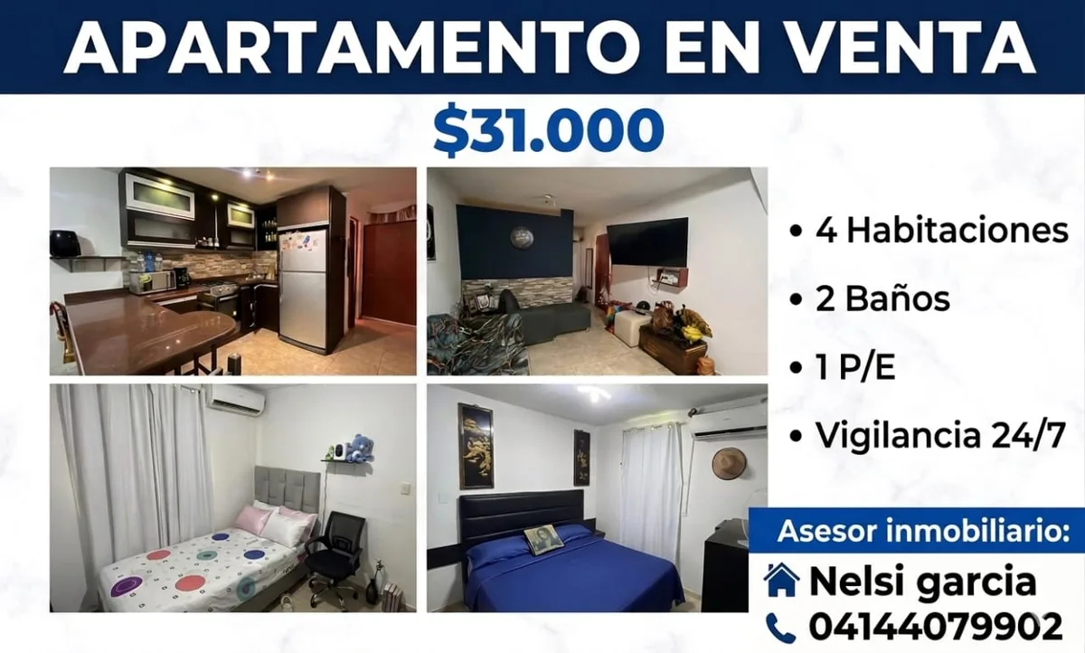 Apartamento en Venta en Buenaventura, Urb Paraparal, Los Guayos — 4 hab — USD 31,000