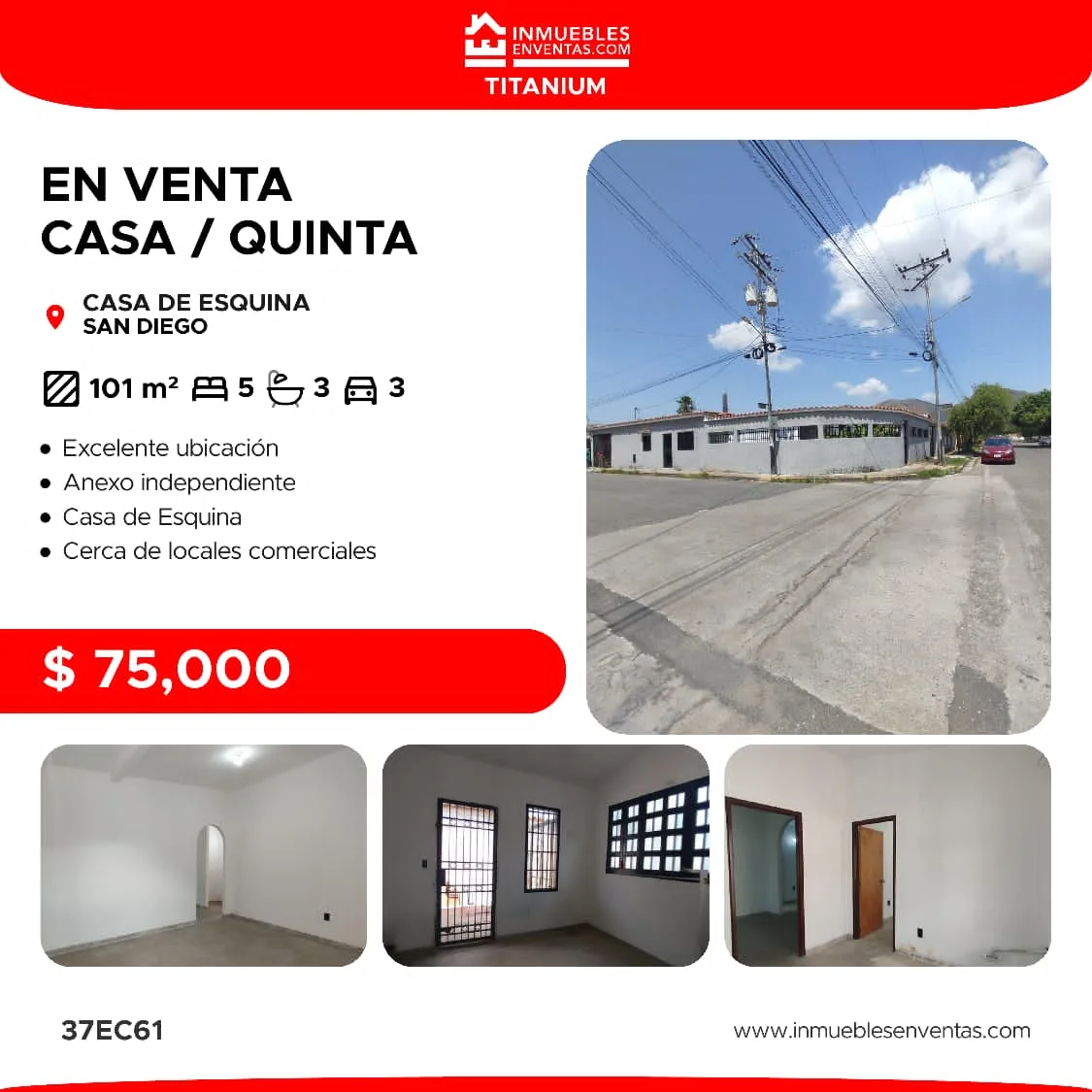 Casa en Venta en Morro I San Diego — 5 hab 101m² — USD 75,000