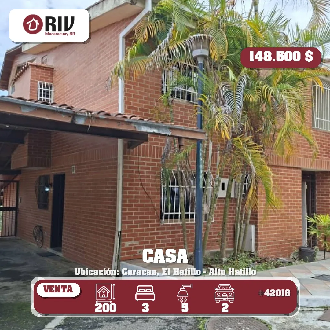 Casa en Venta en Alto Hatillo — 3 hab 200m² — USD 148,500