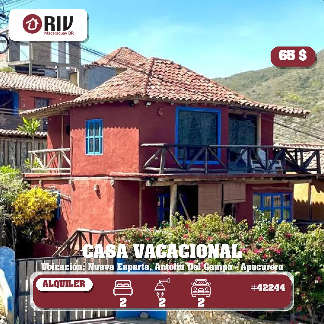 Casa en Alquiler en Altos de Guarame, Isla de Margarita — 2 hab — USD 65