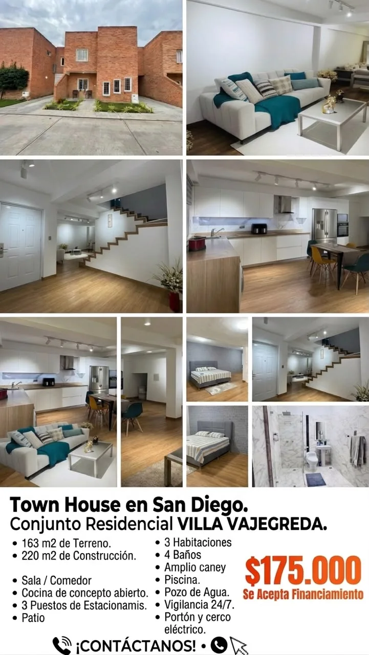 Townhouse en Venta en San Diego, Conjunto Residencial Villa Vajegreda — 3 hab 220m² — USD 175,000