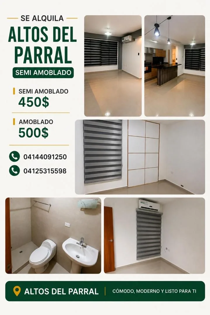 Apartamento en Alquiler en Altos del Parral — 3 hab — USD 450