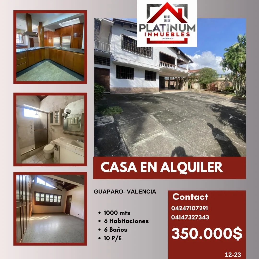 Casa en Venta en Guaparo, Valencia — 6 hab 1000m² — USD 350,000
