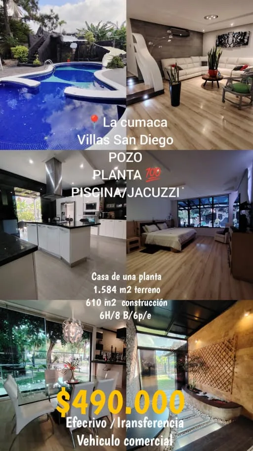 Casa en Venta en Villas de San Diego, La Cumaca — 4 hab 610m² — USD 490,000