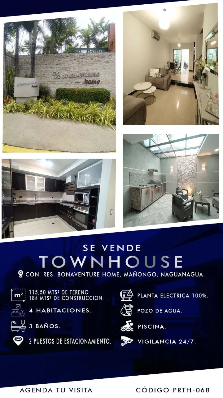 Townhouse en Venta en Urbanización Mañongo, Naguanagua — 4 hab 184m² — USD 240,000