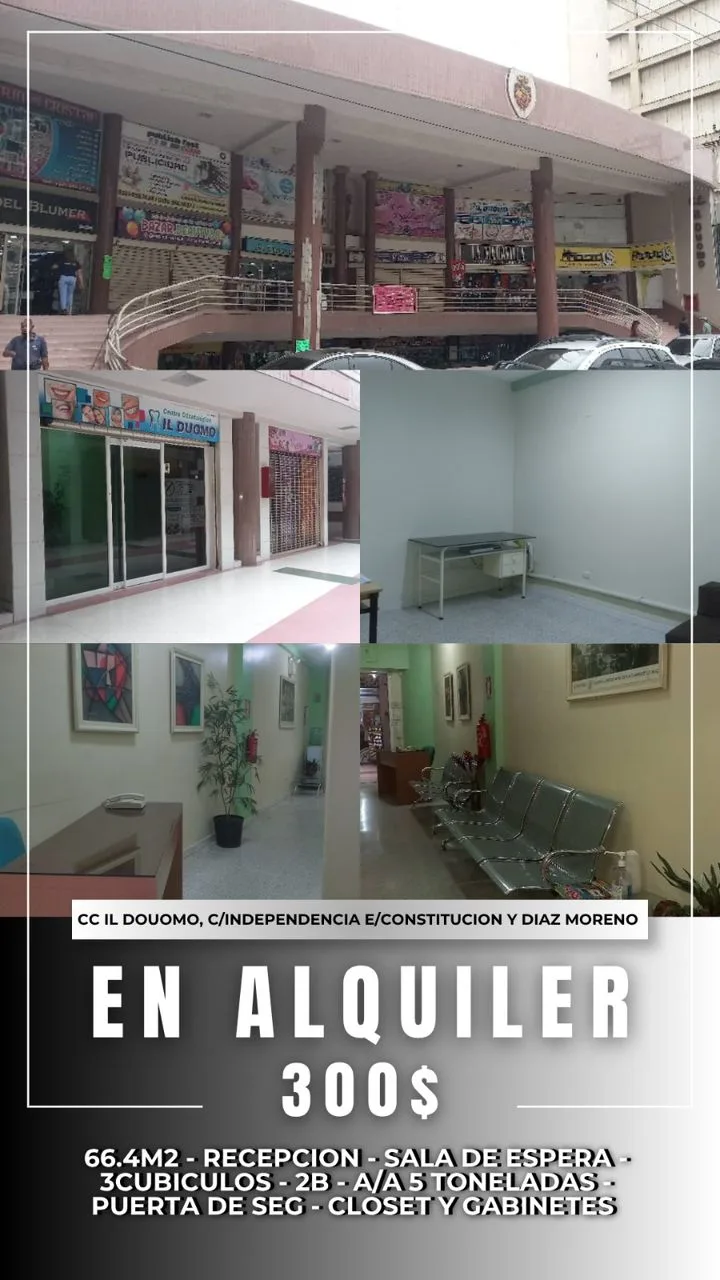 Local en Alquiler en C. C. IL DUOMO. Calle Independencia entre Constitución y Diaz Moreno. Valencia 66m² — USD 300