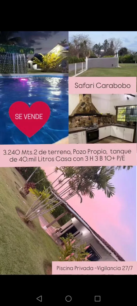 Casa en Venta en Safari Carabobo — 3 hab 3240m² — USD 160,000