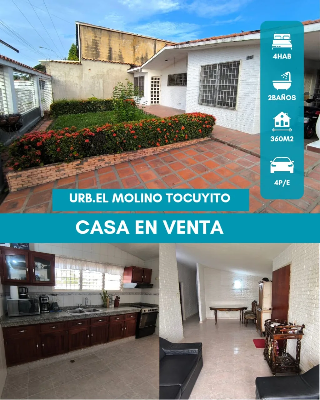 Casa en Venta en Urbanización El Molino, Tocuyito, Municipio Libertador, Estado Carabobo — 4 hab 360m² — USD 55,000