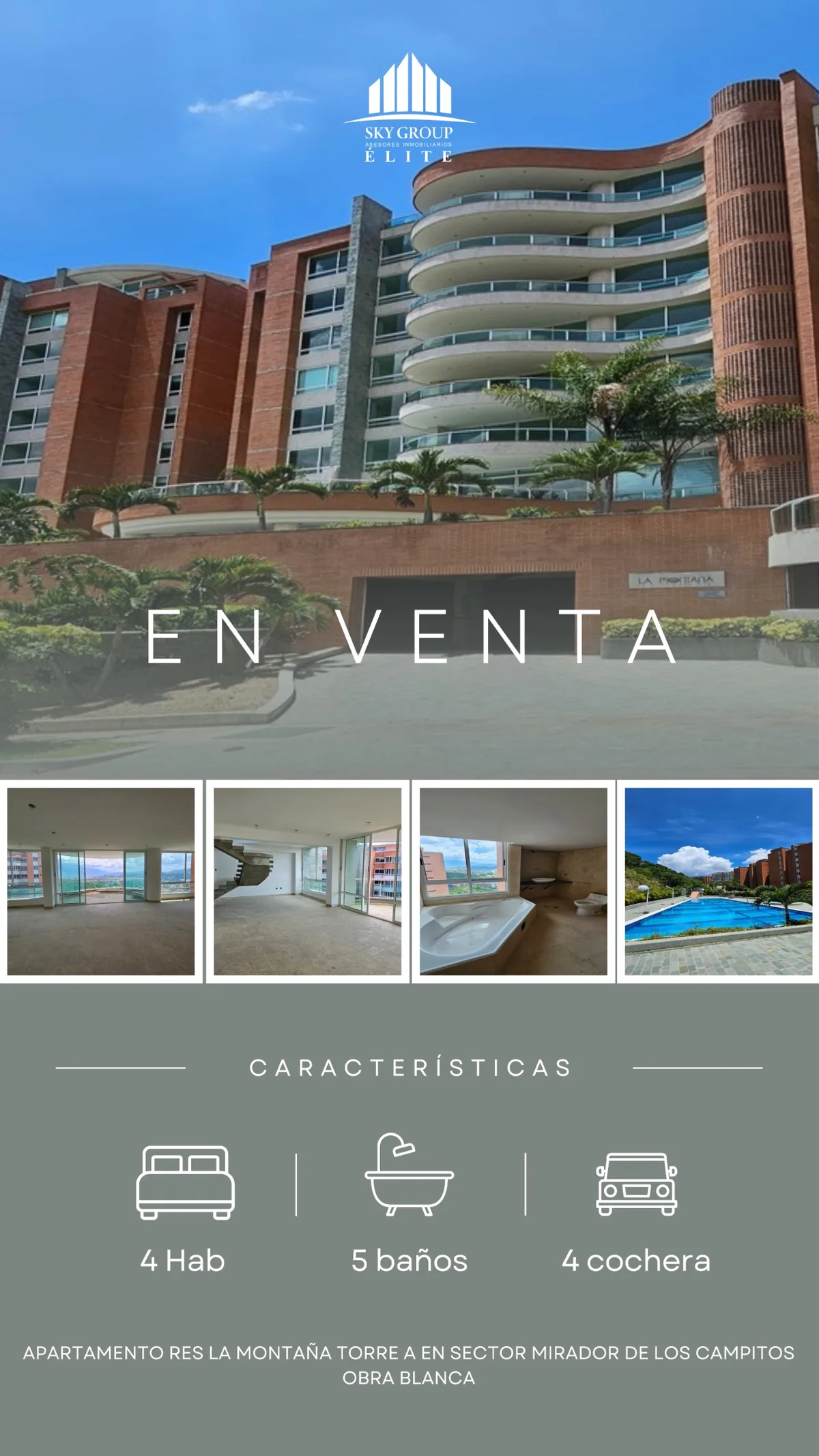 Apartamento en Venta en Sector Mirador de Los Campitos — 6 hab 318m² — USD 738,000