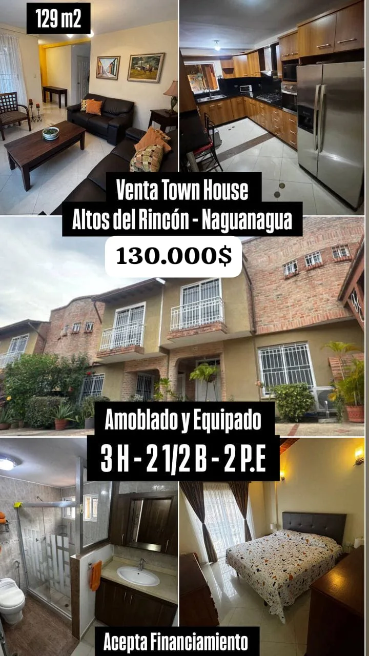 Townhouse en Venta en Altos del El Rincón - Naguanagua — 3 hab 122m² — USD 130,000