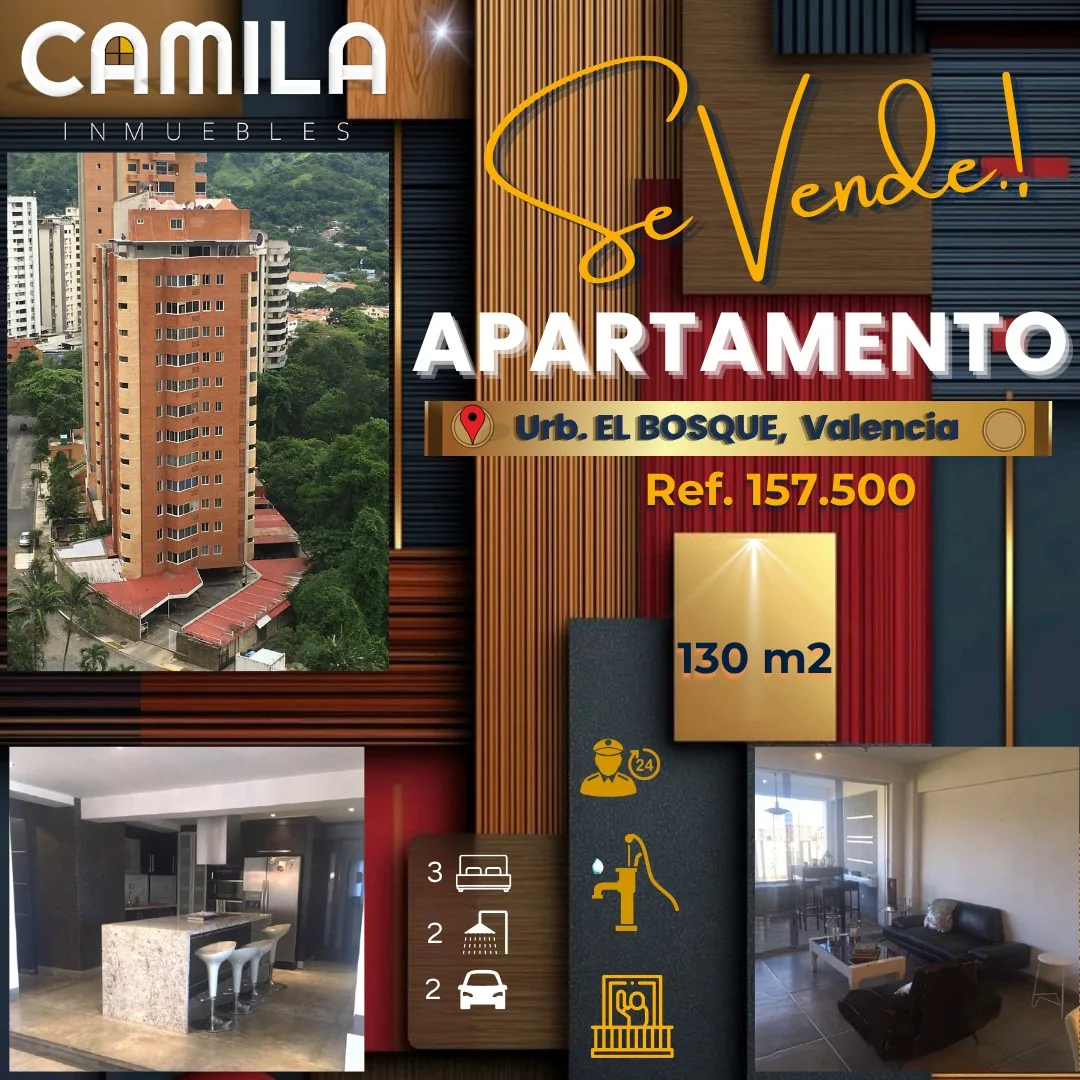 Apartamento en Venta en Urb. El Bosque Valencia — 3 hab 130m² — USD 157,500