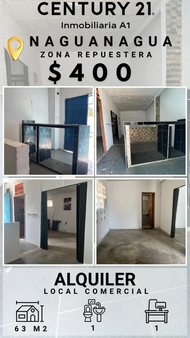Local en Alquiler en NAGUANAGUA, ZONA REPUESTERA — 1 hab 63m² — USD 400