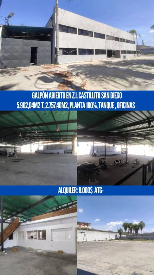 Galpón en Alquiler en Castillito San Diego 2757m² — USD 8,000
