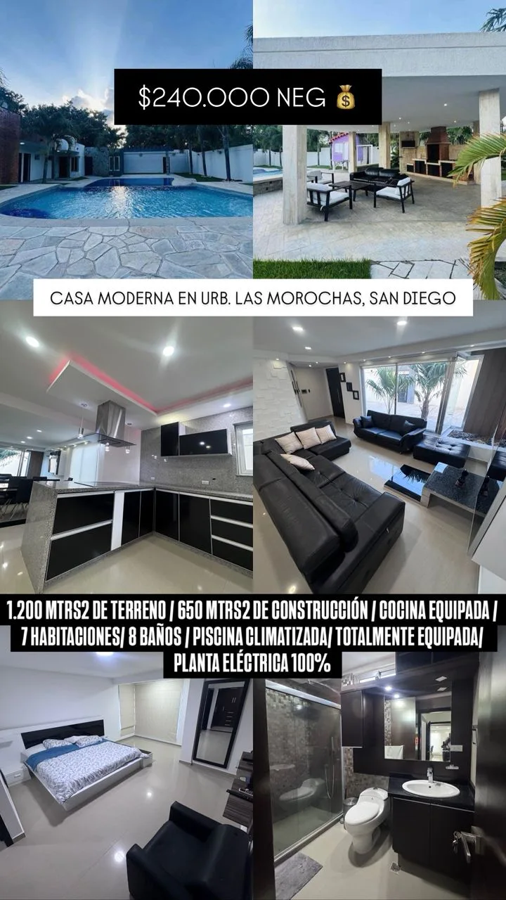 Casa en Venta en Las terbatas — 6 hab 650m² — USD 240,000