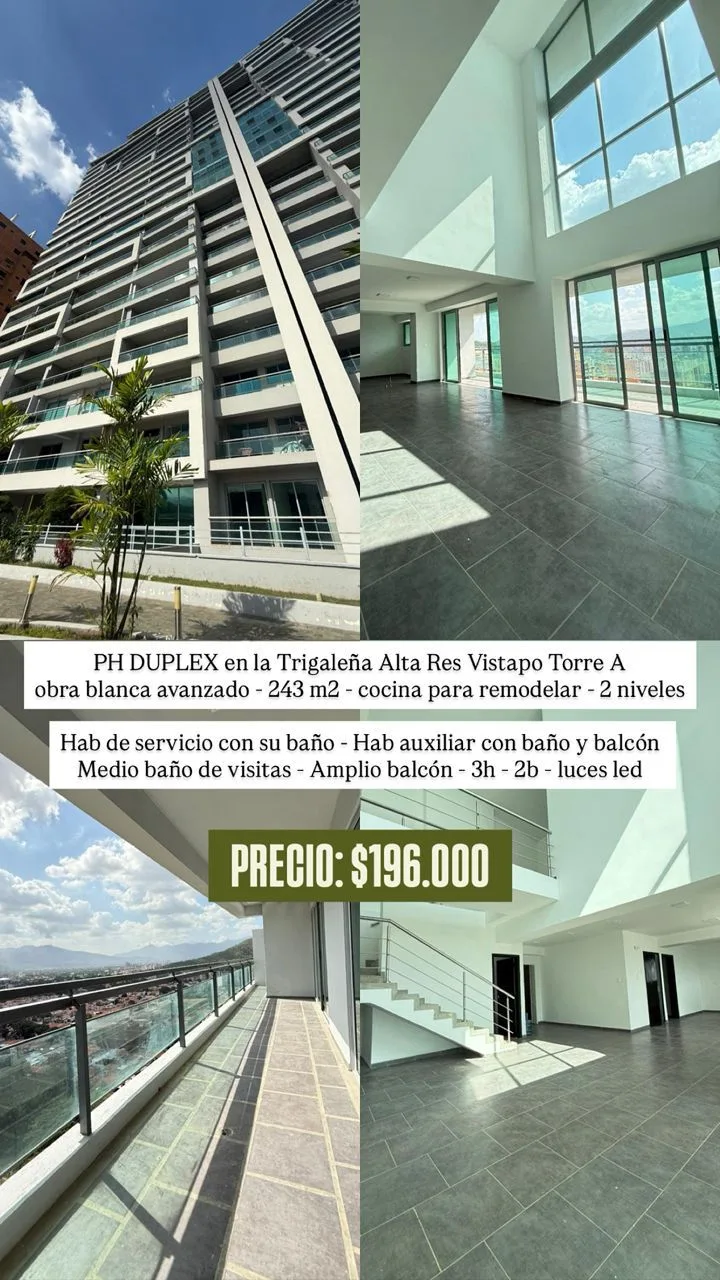Penthouse en Venta en La Trigaleña Alta, Res. Vistapo — 5 hab 243m² — USD 196,000