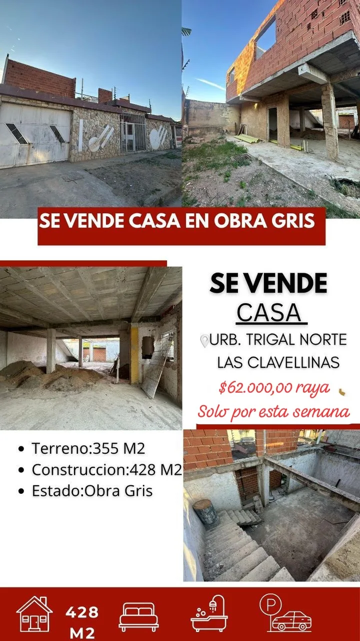 Casa en Venta en Urb. Trigal Norte (Sector Las Clavellinas), Valencia 355m² — USD 62,000