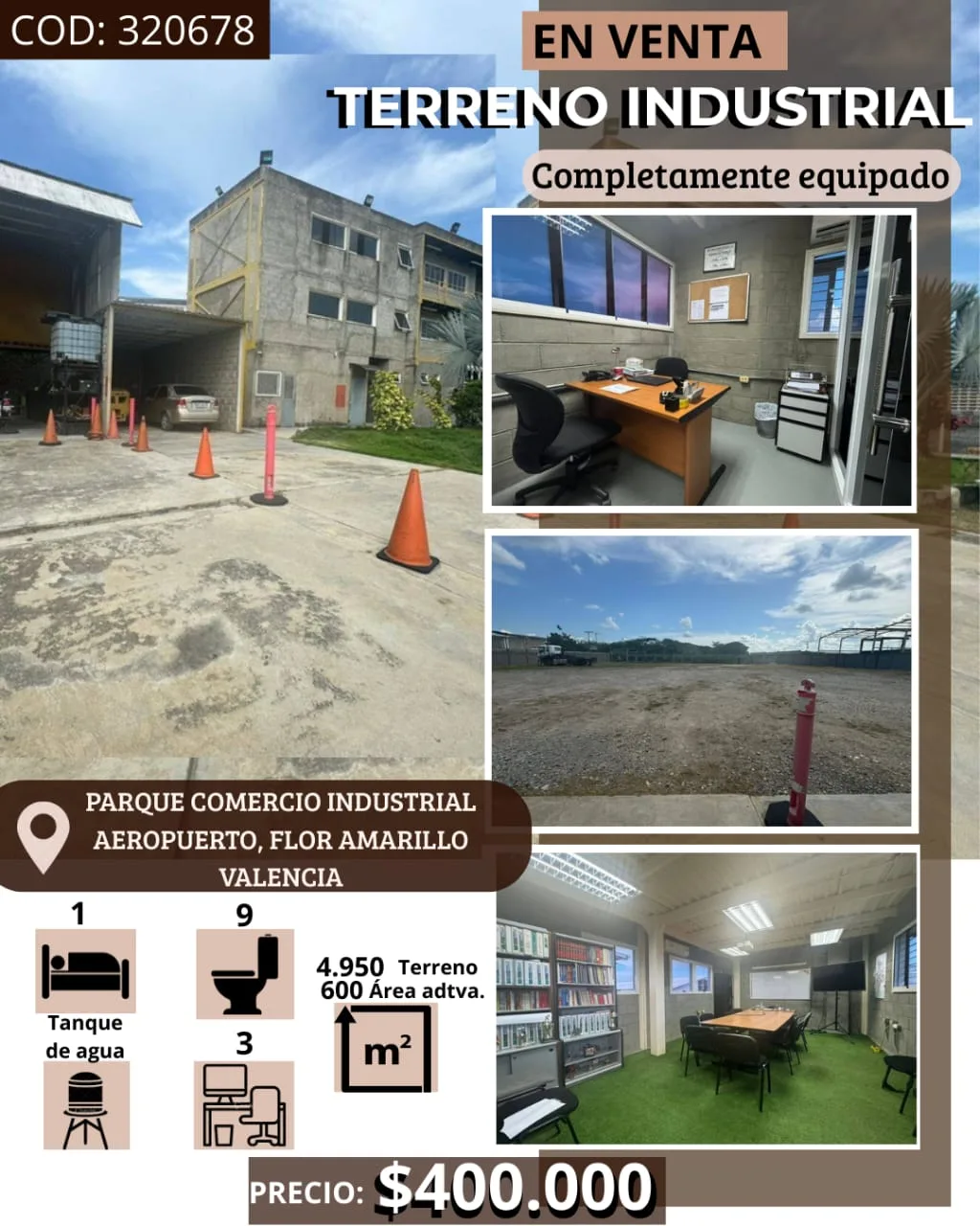 Terreno en Venta en Parque comercio industrial aeropuerto, Urb. Flor Amarillo, Valencia — 1 hab 4950m² — USD 400,000