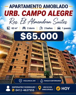 Apartamento en Urb. Campo Alegre