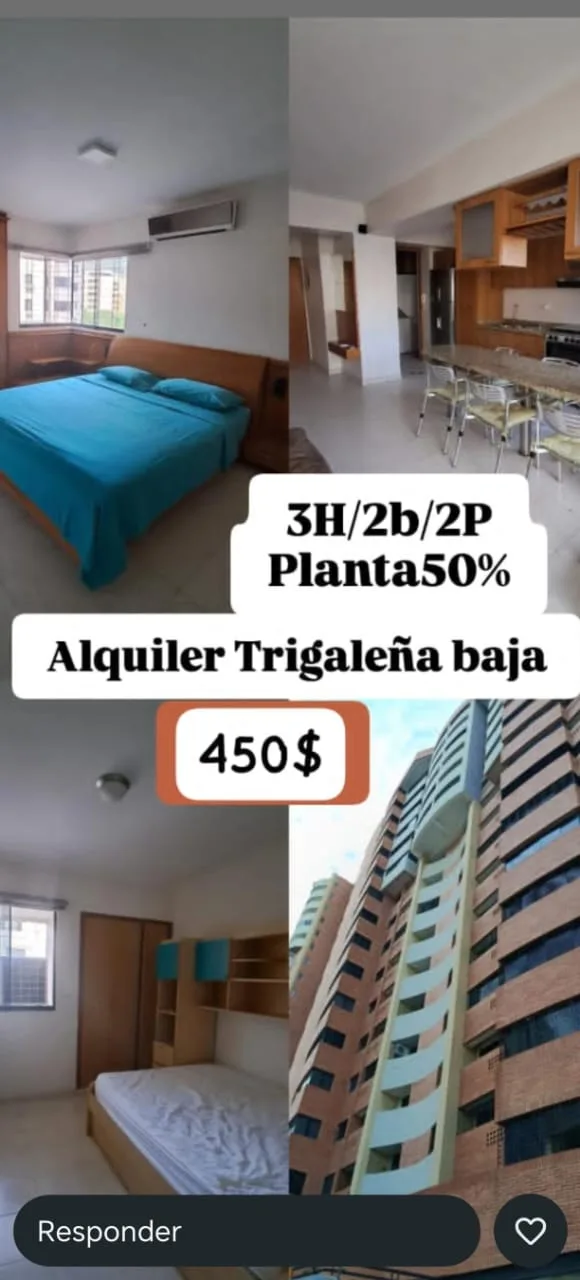Apartamento en Alquiler en El Trigal, Valencia — 3 hab — USD 450