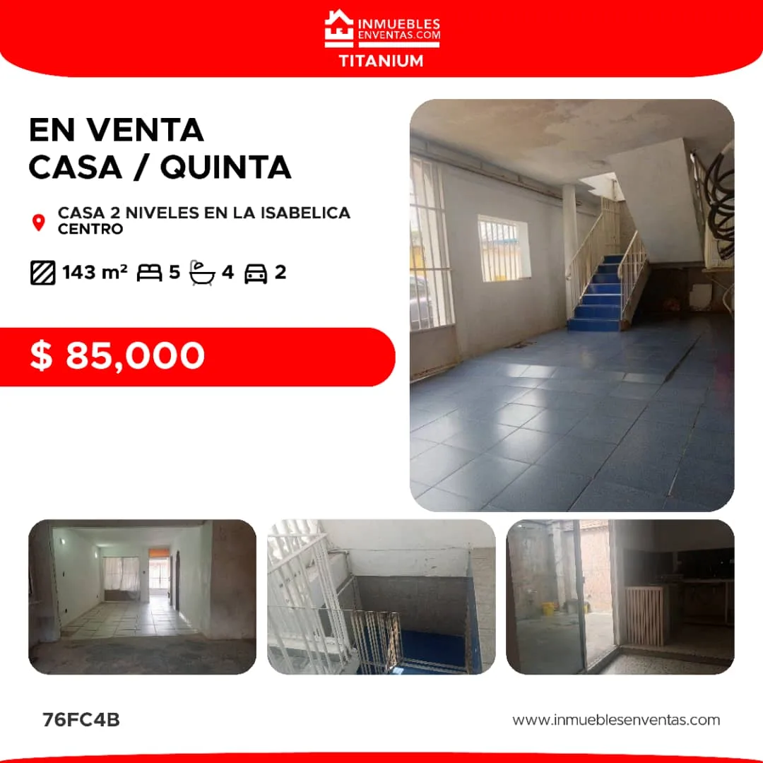 Casa en Venta en La Isabelica — 5 hab 143m² — USD 85,000