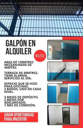 Galpón en zona industrial