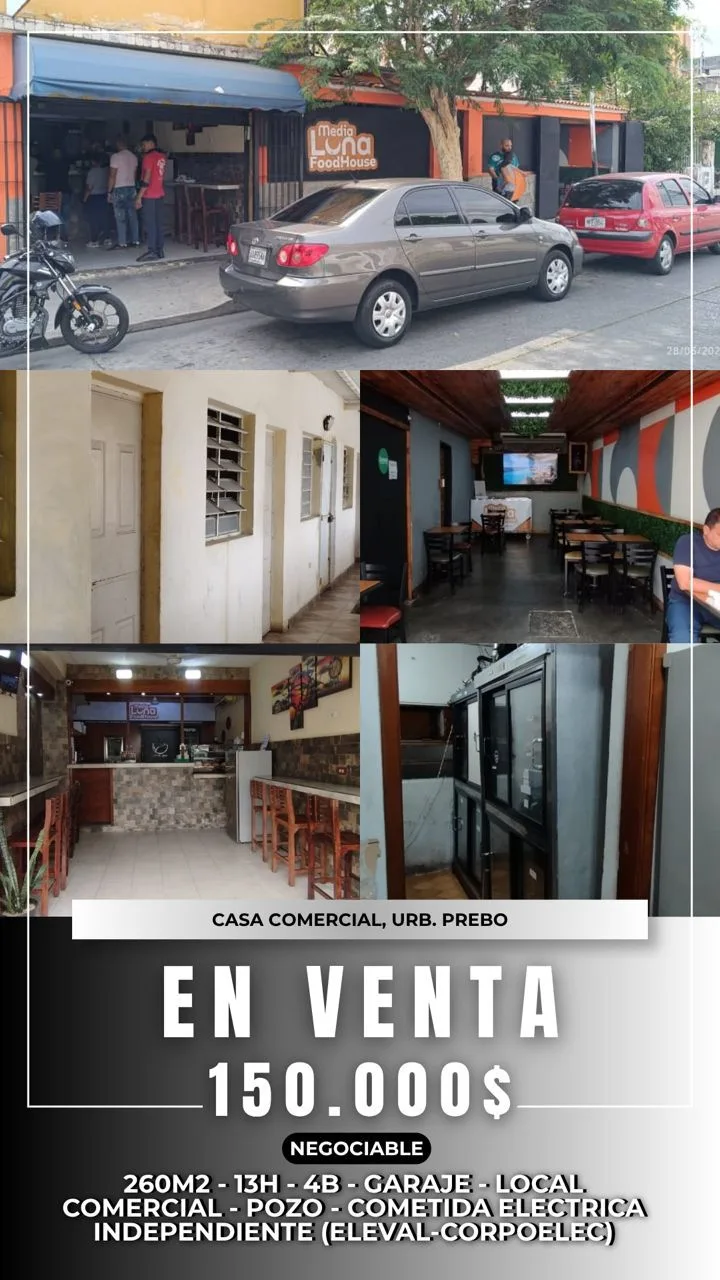 Casa en Venta en Urbanización Prebo — 13 hab 260m² — USD 150,000