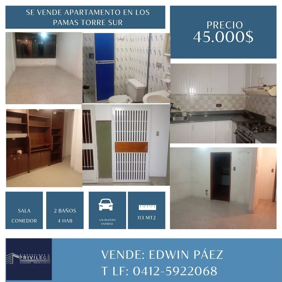 Apartamento en Venta en Urbanización Prebo, Residencias Los Pamas torre sur — 4 hab 113m² — USD 45,000