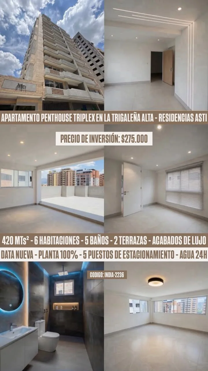 Penthouse en Venta en Urbanización La Trigaleña Alta, Residencias Asti, Valencia, Estado Carabobo — 6 hab 420m² — USD 275,000