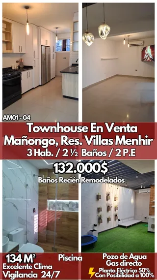Townhouse en Mañongo, Res. Villas Menhir