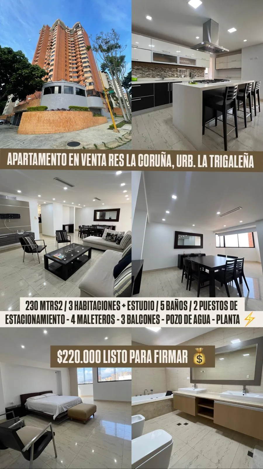 Apartamento en Venta en Residencia La Coruña, Urb. La Trigaleña — 4 hab 230m² — USD 220,000