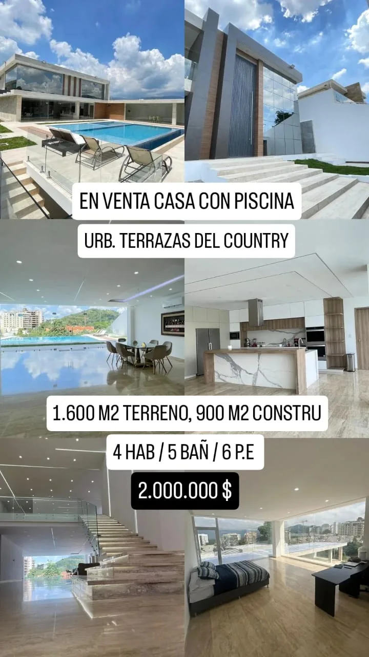 Casa en Venta en Terrazas del Country, Valencia — 4 hab 900m² — USD 2,000,000
