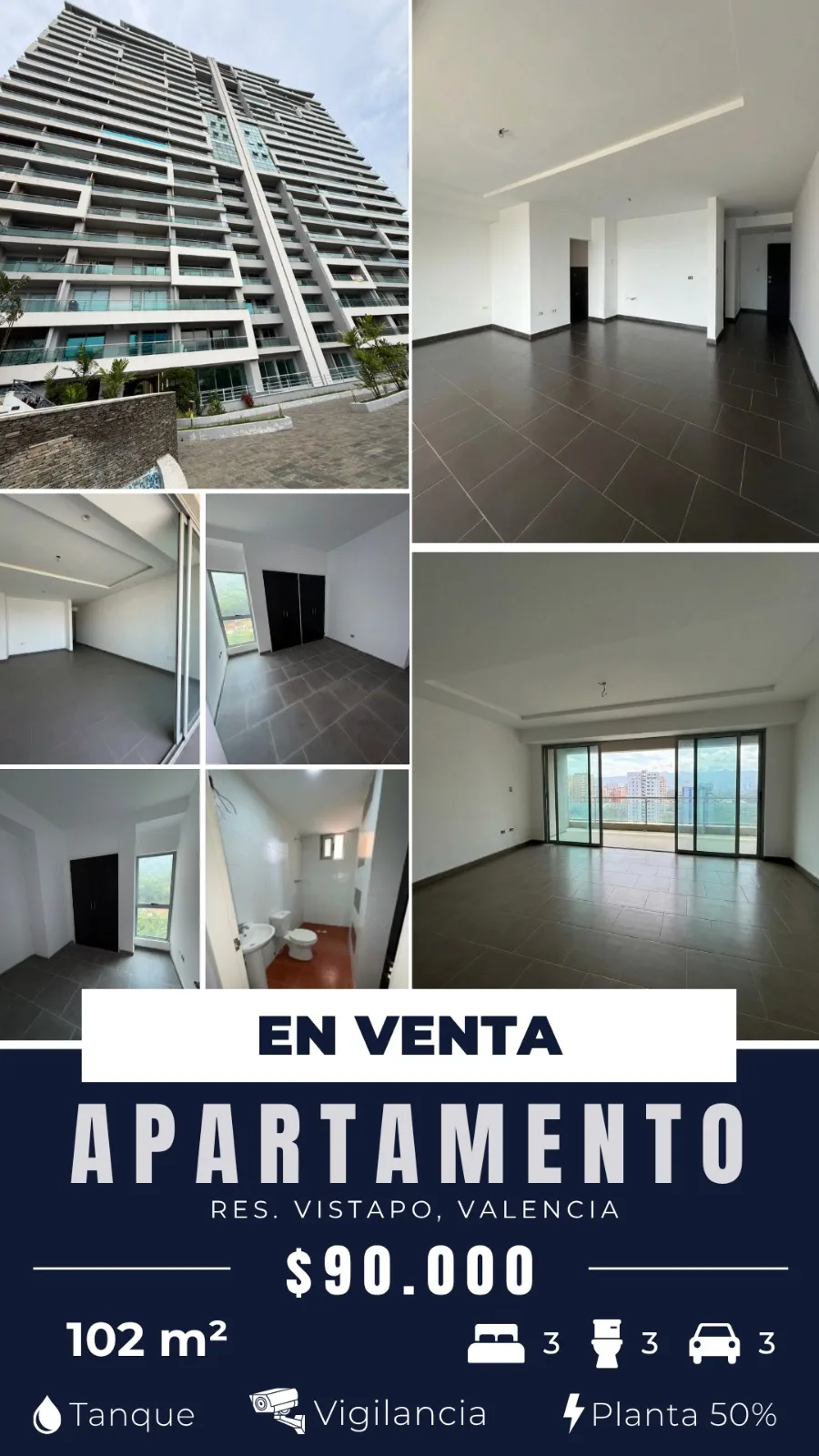 Apartamento en Venta en Res. Vistapo, La Trigaleña — 3 hab 103m² — USD 90,000