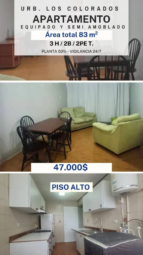 Apartamento en Venta en Urb. los Colorados — 3 hab 83m² — USD 47,000