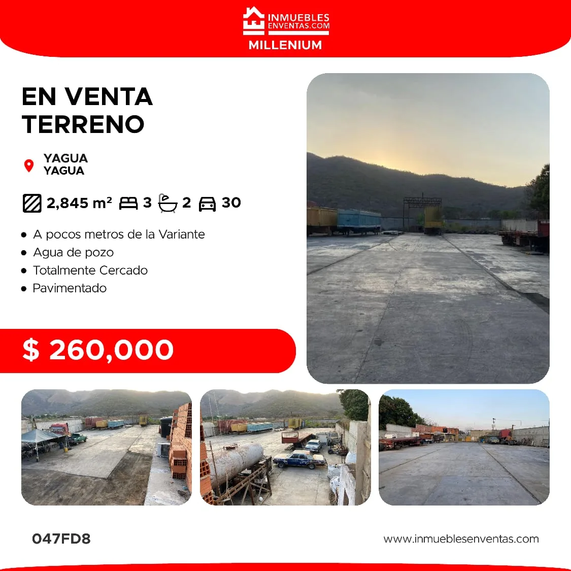 Terreno en Venta en Yagua - Guacara — 3 hab 2845m² — USD 260,000
